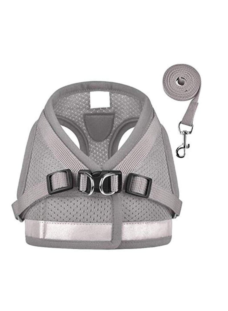 Cat Dog Adjustable Harness Vest Walking Lead Leash for Puppy Dogs Collar Polyester Mesh Harness- L Size - Image 5