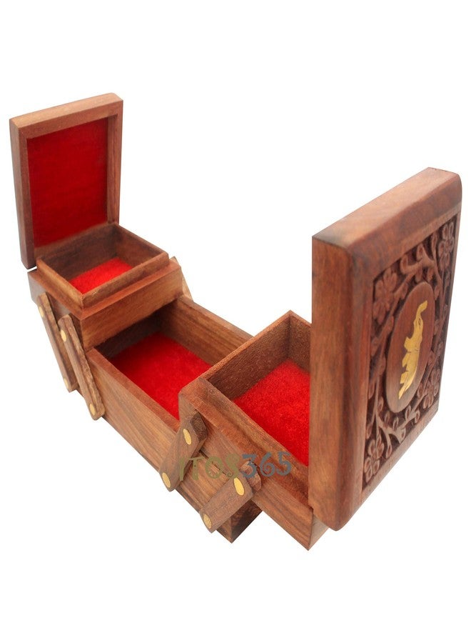 ات او اس 365 صندوق مجوهرات خشبي مصنوع يدويًا من ITOS365 للنساء، منظم مجوهرات، منحوت يدويًا، تعليقة على شكل فيل، هدايا مميزة. - Image 5