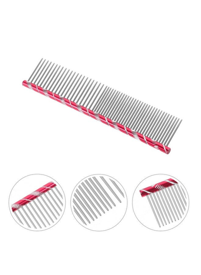 UEETEK Pet Grooming Comb Dogs Cats Comb Stainless Steel (Rose Red) - Image 5