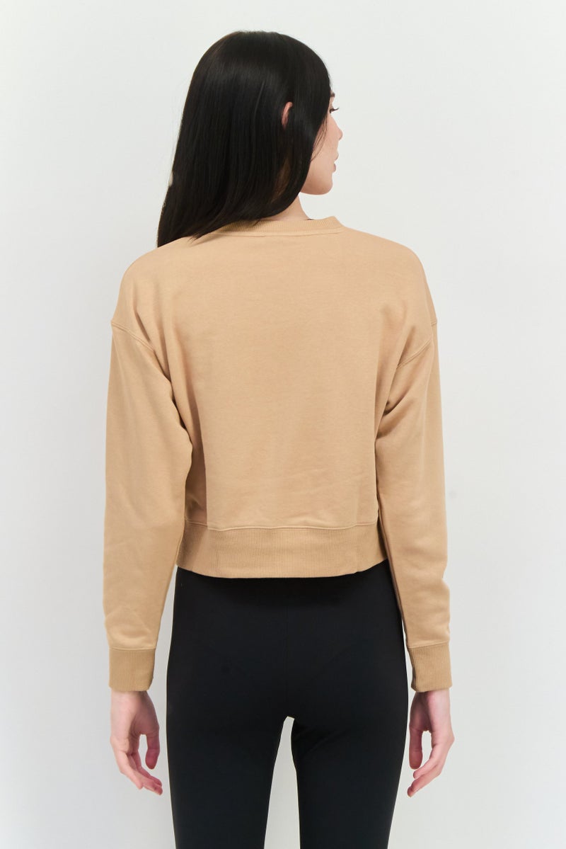 PUMA Women Relaxed Fit Long Sleeves Outdoor Sweatshirt, Tan  - Image 3