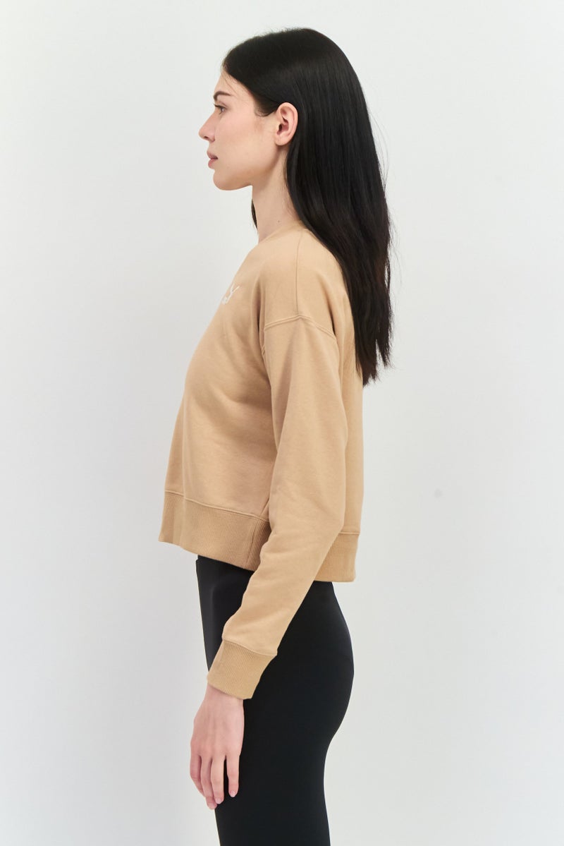 PUMA Women Relaxed Fit Long Sleeves Outdoor Sweatshirt, Tan  - Image 2