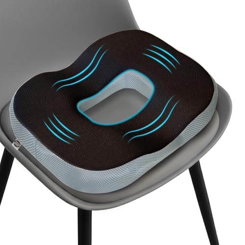 CareFoam Memory Foam Donut Pillow for Tailbone Pain-Coccyx Seat Cushion for Chair-Hemorrhoid & Piles Pillow | Orthopedic Coccyx Ring Pillow | 18 x 14 x 3 Inch | Premium Mesh Washable Outer Cover - Image 1