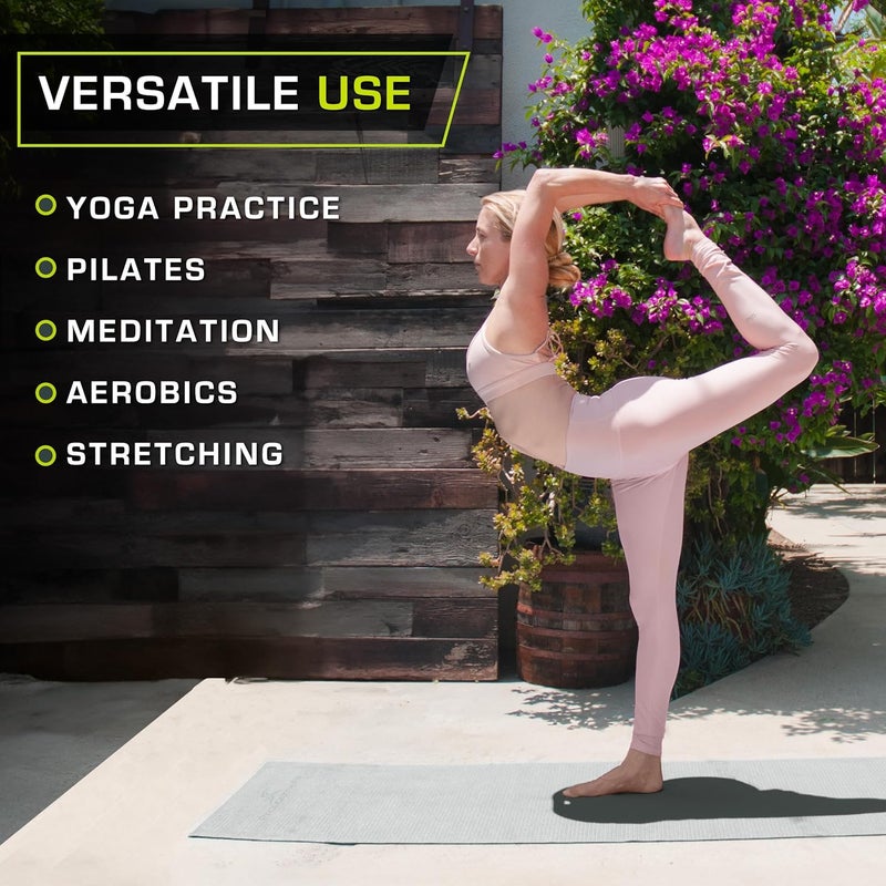 ProSourceFit Original Yoga Exercise Mat ¼” (6mm) Thick for Comfort and Stability with Carrying Straps, Non Slip –Multiple Colors - Image 5