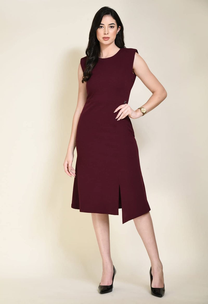 Exude Burgundy Finesse Dress for Women - Image 3