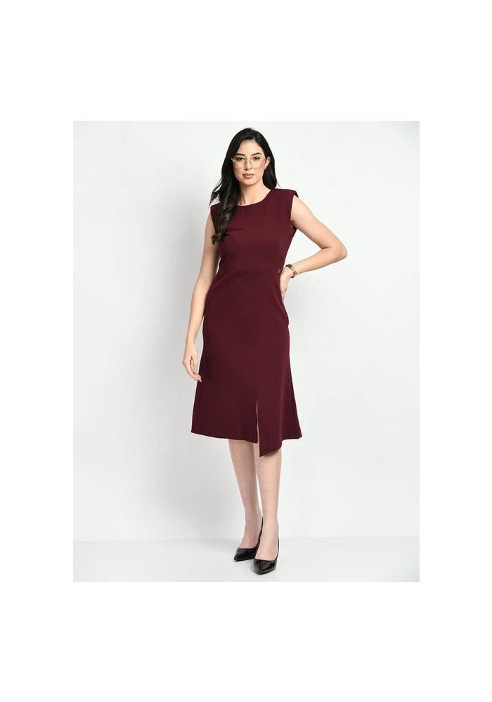Exude Burgundy Finesse Dress for Women - Image 4
