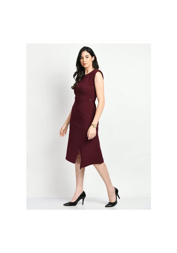 Exude Burgundy Finesse Dress for Women - Image 2
