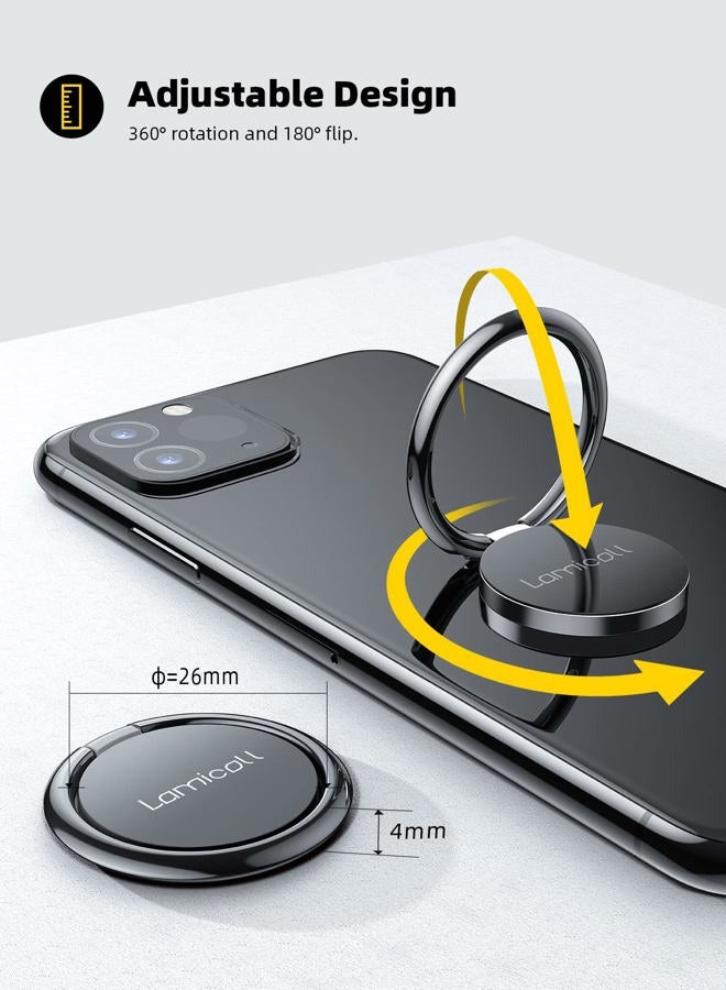 Lamicall Finger Ring Stand, Lamicall Cell Phone Holder : Universal Phone Ring Cradle Kickstand Compatible with Galaxy S25 S24 S23 S22 S21, iPhone 17 16 15 14 13 12 11 Pro Max, All Android Smartphone - Black - Image 5