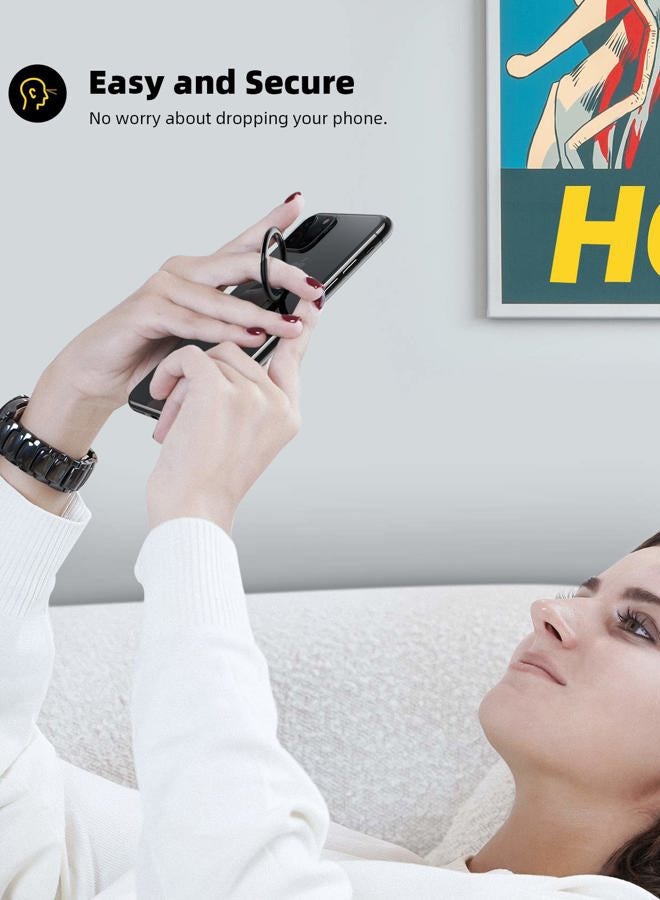Lamicall Finger Ring Stand, Lamicall Cell Phone Holder : Universal Phone Ring Cradle Kickstand Compatible with Galaxy S25 S24 S23 S22 S21, iPhone 17 16 15 14 13 12 11 Pro Max, All Android Smartphone - Black - Image 4