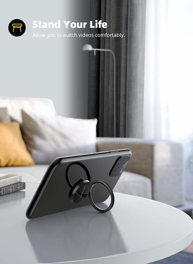 Lamicall Finger Ring Stand, Lamicall Cell Phone Holder : Universal Phone Ring Cradle Kickstand Compatible with Galaxy S25 S24 S23 S22 S21, iPhone 17 16 15 14 13 12 11 Pro Max, All Android Smartphone - Black - Image 2