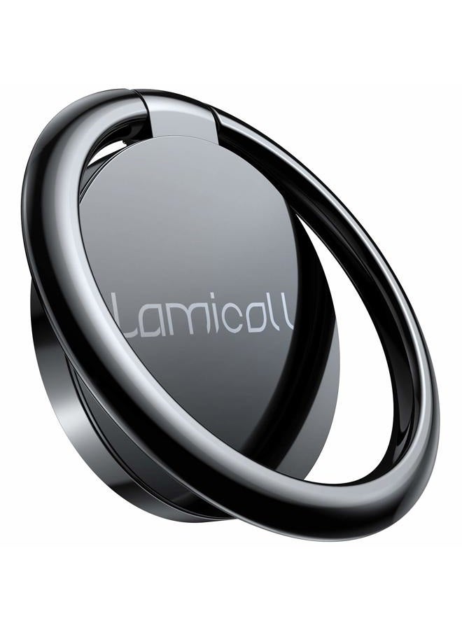 Lamicall Finger Ring Stand, Lamicall Cell Phone Holder : Universal Phone Ring Cradle Kickstand Compatible with Galaxy S25 S24 S23 S22 S21, iPhone 17 16 15 14 13 12 11 Pro Max, All Android Smartphone - Black - Image 1