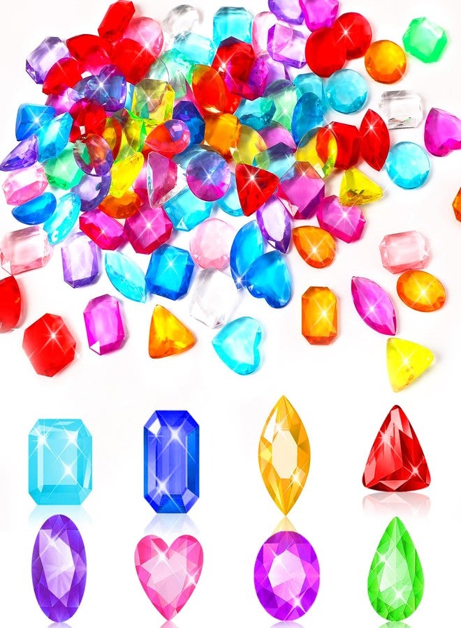 MARFOREVER 100 Pcs Toy Gems Pirate Treasure Jewels Acrylic Gems Colorful Plastic Bling Diamonds Pool Diving Gemstones for Vase Filler Summer Beach Toys Party Table Scatters Decor Gift Filling Favors - Image 1