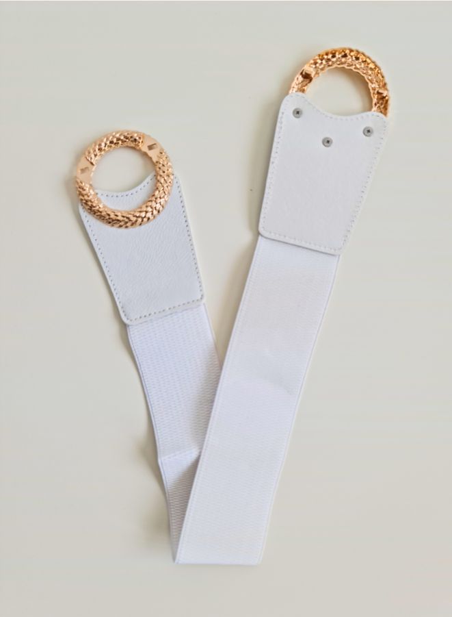 Elastic Belt Stretchy Belt Vintage Waist Belt with Metal Buckle for Women - Image 3