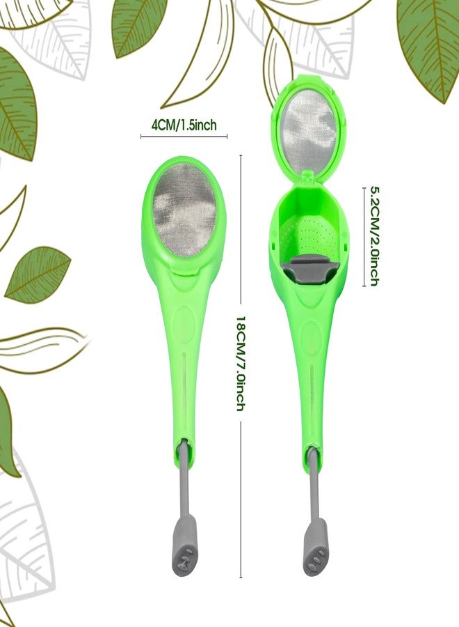 VEIREN 3 Pieces Long-Handled Tea Filters Plastic Tea Infuser Fime Mesh with Built-in plunger Reusable Two Sides Strainers for Loose Tea/Coffee/Tea Bag/Herbal/Spice Portable Teaware Accessories, Green - Image 4