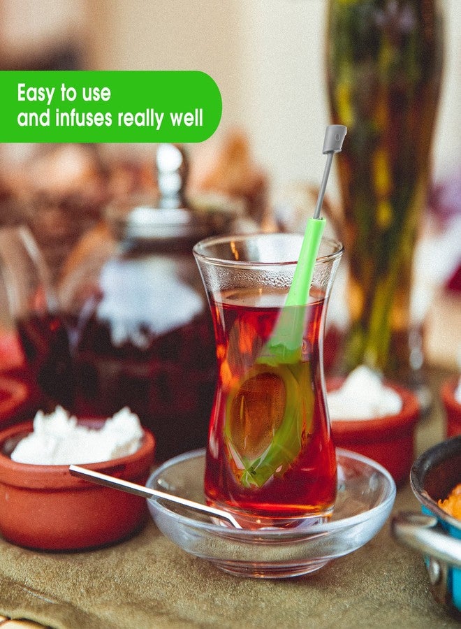 VEIREN 3 Pieces Long-Handled Tea Filters Plastic Tea Infuser Fime Mesh with Built-in plunger Reusable Two Sides Strainers for Loose Tea/Coffee/Tea Bag/Herbal/Spice Portable Teaware Accessories, Green - Image 5