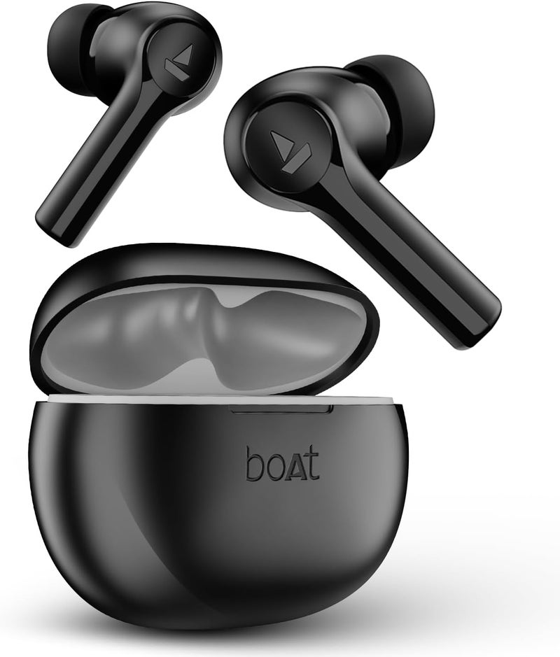 boAt Airdopes Supreme w/ 4 Mics AI ENx Tech, 50 HRS Playback,Multi Point Connectivity Bluetooth (Classic Black, True Wireless) - Image 1