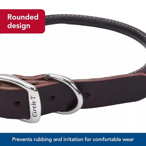 Coastal Pet Circle T Latigo Leather Round Dog Collar - Handcrafted Leather Pet Collar for Dogs - Comfortable for Dogs with Long Hair or Sensitive Skin - 3/8" x 18" - Image 4