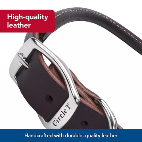 Coastal Pet Circle T Latigo Leather Round Dog Collar - Handcrafted Leather Pet Collar for Dogs - Comfortable for Dogs with Long Hair or Sensitive Skin - 3/8" x 18" - Image 3