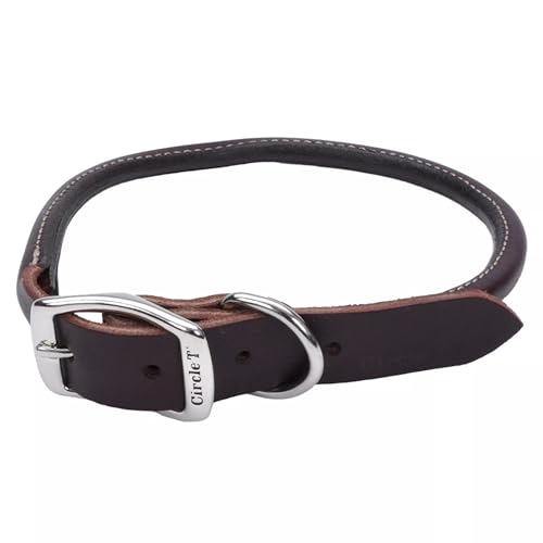 Coastal Pet Circle T Latigo Leather Round Dog Collar - Handcrafted Leather Pet Collar for Dogs - Comfortable for Dogs with Long Hair or Sensitive Skin - 3/8" x 18" - Image 1