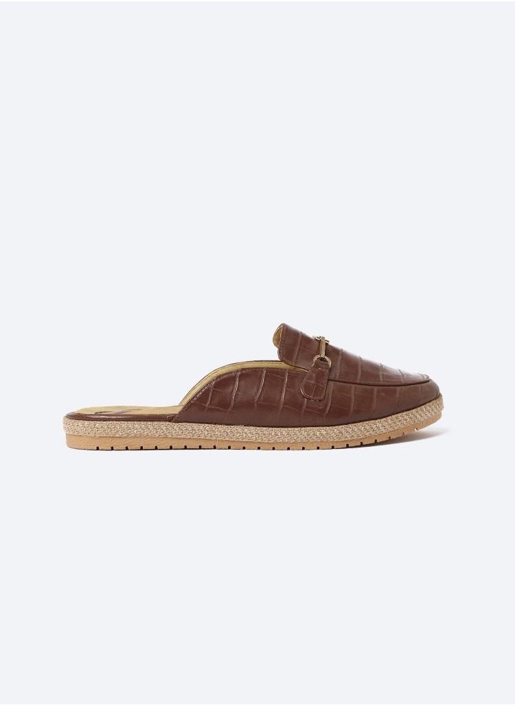Zahwa - Slipper Circled Crocodile Accessories Leather Flat - Image 1