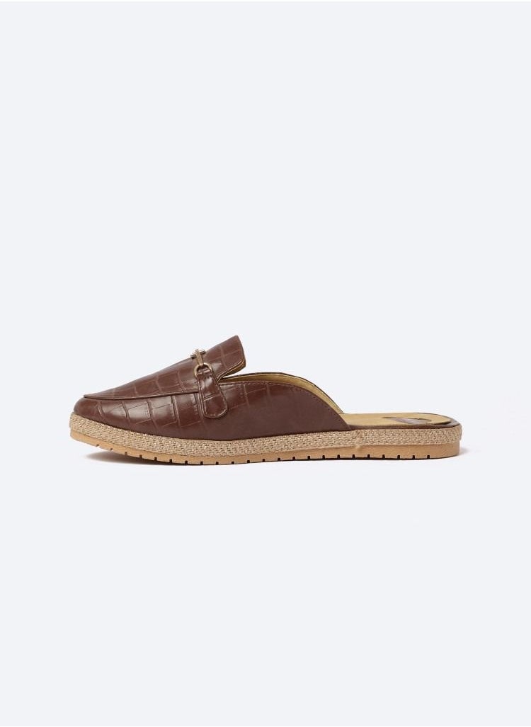 Zahwa - Slipper Circled Crocodile Accessories Leather Flat - Image 1