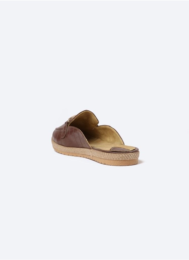 Zahwa - Slipper Circled Crocodile Accessories Leather Flat - Image 1
