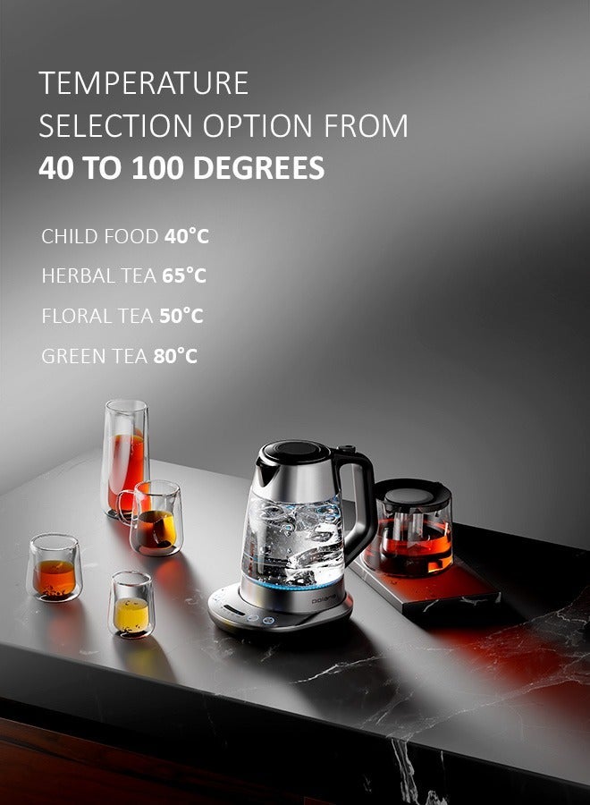 Polaris PWK 1775CGLD WiFi IQ Home AS Smart Kettle 1.7L, 40–100°C Temperature Control, App Control, LED LCD Touch Panel, Glass Body, STRIX Safety, Keep Warm – Silver - Image 5