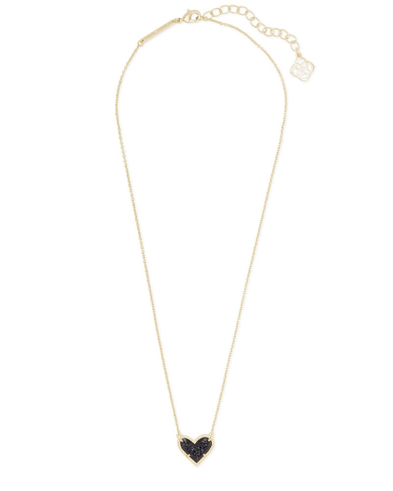 Kendra Scott قلادة كندرا سكوت آري هارت القصيرة المصنوعة من النحاس المطلي بالذهب عيار 14، دروزي أسود، مجوهرات عصرية للنساء - Image 2