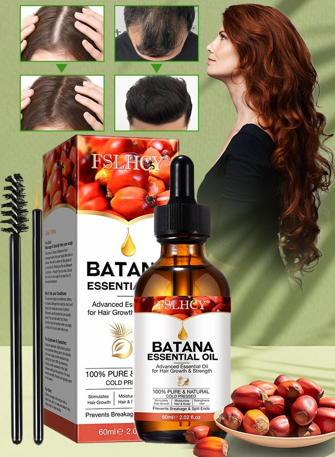 FSLHCY 60ml Natural Batana Essential Oil for Hair Care Hair Conditioner Oil for Thin Hair Repair Damaged Hair Nourishes Thin Hair Scalp Skin and Loss Hair Growth Fit for All Hair Types Raw Batana Oil - Image 1