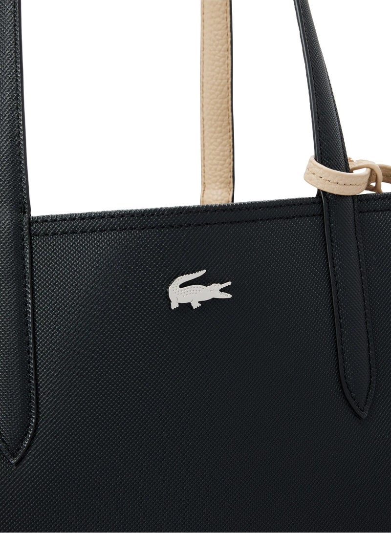 Lacoste Women's Double-sided Two-color Large Capacity Camera bag, Fashionable and Multifunctional, Black/Apricot - Image 4