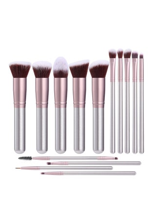 Makeup Brush Set 14 Pieces Makeup Brushes Foundation Powder Blush Highlighter Concealer Makeup Brush Kit for Home And Travel Blending Make Up Brushes Set Silver - pzsku/Z5DF23056349839F240DDZ/45/_/1665996630/f00126eb-8b34-4fad-8de0-023057528427