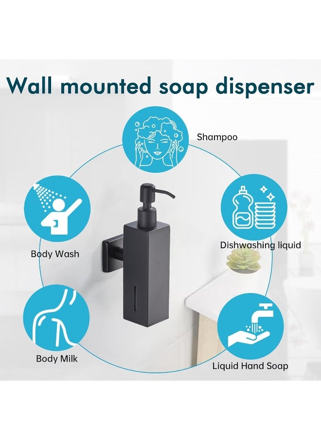 BRIMIX BRIMIX Wall Mounted Soap Dispenser Stainless Steel 304 Hand Wash Liquid Soap Dispenser (Black)  - Image 4