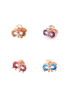 Ruihfas 4Pcs Cute Korean Fashion Hair Accessories Mini Crystal Rhinestone Hair Claws Gripper Bangs Clips Holder