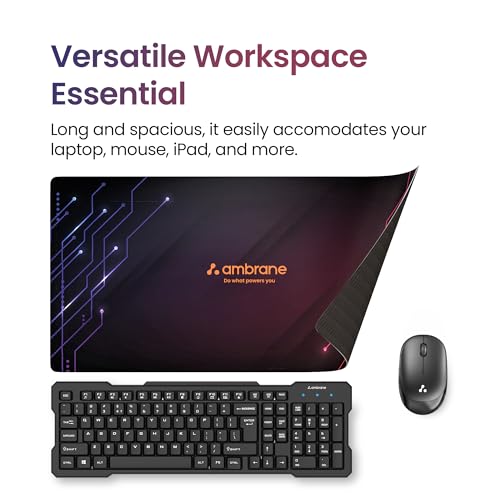 Ambrane Desk Mat 23 x 11 inches for Gaming Mouse Pad, Computer Laptop, Keyboard Mouse Pad, Notebook, MacBook, for Office & Home with Stitched Edges, Non-Slip Rubber Base, Waterproof Surface - Image 4