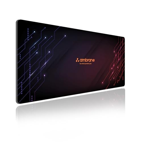 Ambrane Desk Mat 23 x 11 inches for Gaming Mouse Pad, Computer Laptop, Keyboard Mouse Pad, Notebook, MacBook, for Office & Home with Stitched Edges, Non-Slip Rubber Base, Waterproof Surface - Image 1