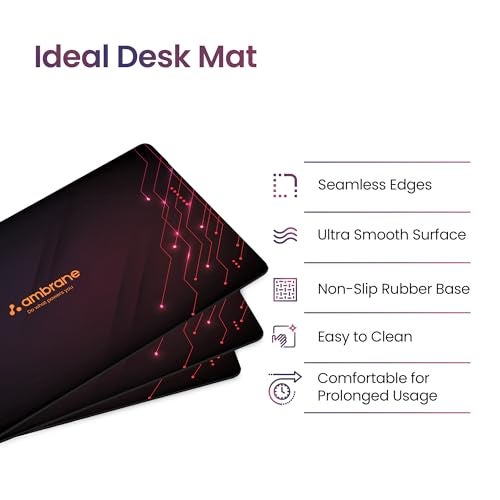 Ambrane Desk Mat 23 x 11 inches for Gaming Mouse Pad, Computer Laptop, Keyboard Mouse Pad, Notebook, MacBook, for Office & Home with Stitched Edges, Non-Slip Rubber Base, Waterproof Surface - Image 3