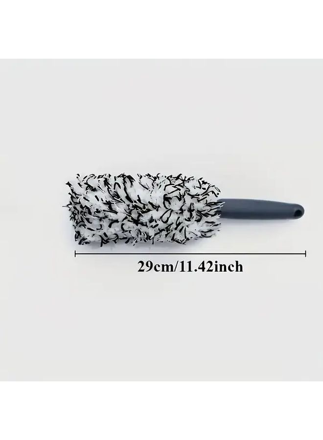 Black Long Handle Microfiber Car Tire Cleaning Brush Wheel Wash Supplies 4 Seasons - Image 2