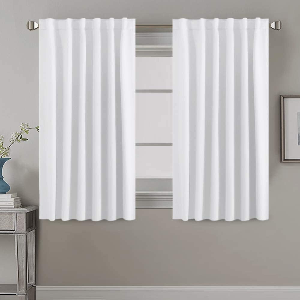 H.VERSAILTEX HVERSAILTEX White Curtains Thermal Insulated Window Treatment Panels Room Darkening Privacy Assured Drapes for Living Room Back TabRod Pocket Bedroom Draperies 52 x 54 Inch 2 Panels