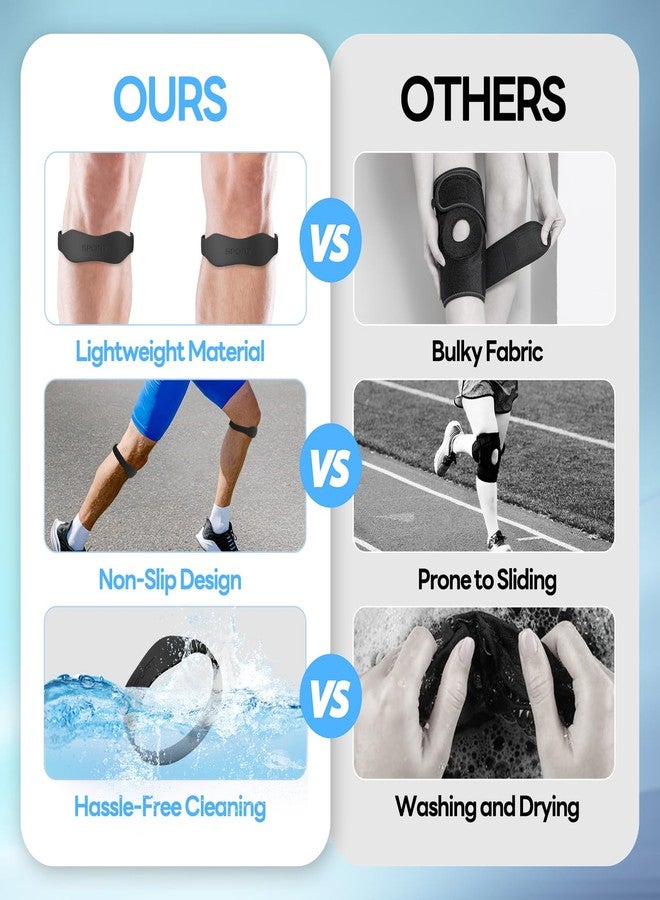 CJing Silicone Knee Patellar Tendon Support Strap - 2 Pack Patella Band for Tendonitis Jumpers Pain Relief - Knee Brace for Men & Women - Knee Band Stabilizer for Running Sports Basketball Hiking (Black, Small) - Image 2