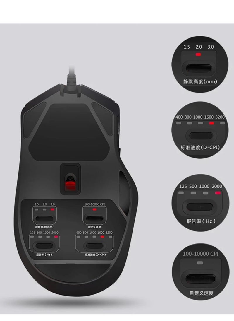 Bloody - X5 MAX Gaming Mouse USB – 10K BC3332 Sensor – 4 Performance Switches ( P-CPI, D-CPI, LOD, Report Rates ) – Texturized Rubber Grips – Perfect for all Grips (Palm, Claw, Tip) - Image 1