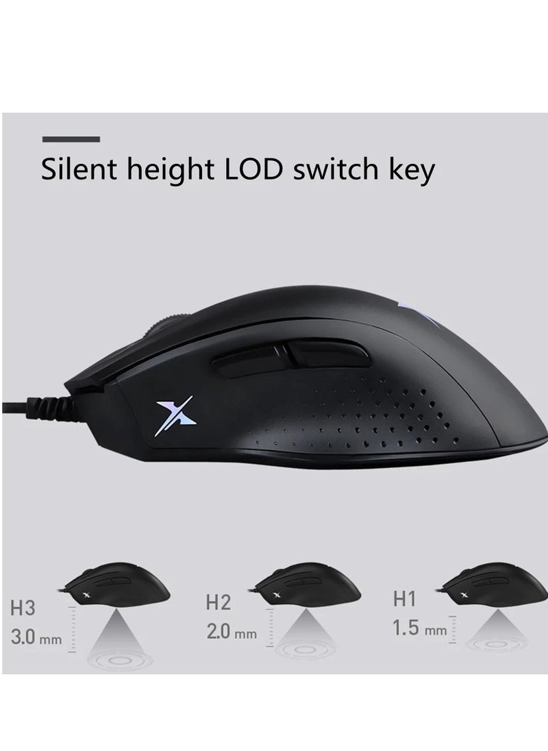 Bloody - X5 MAX Gaming Mouse USB – 10K BC3332 Sensor – 4 Performance Switches ( P-CPI, D-CPI, LOD, Report Rates ) – Texturized Rubber Grips – Perfect for all Grips (Palm, Claw, Tip) - Image 1