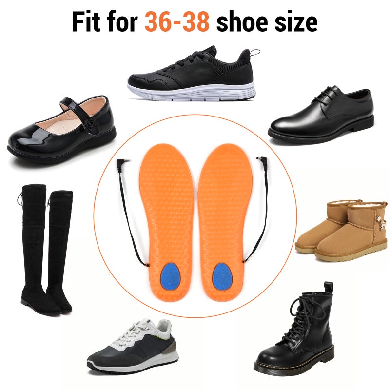 USB Rechargeable Electric Heated Shoe Insoles Heating Shoe Inserts Foot Warmer - Image 2