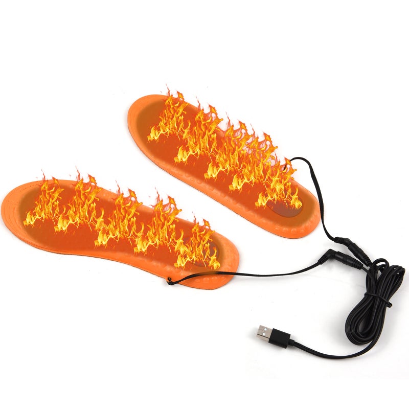 USB Rechargeable Electric Heated Shoe Insoles Heating Shoe Inserts Foot Warmer - Image 1