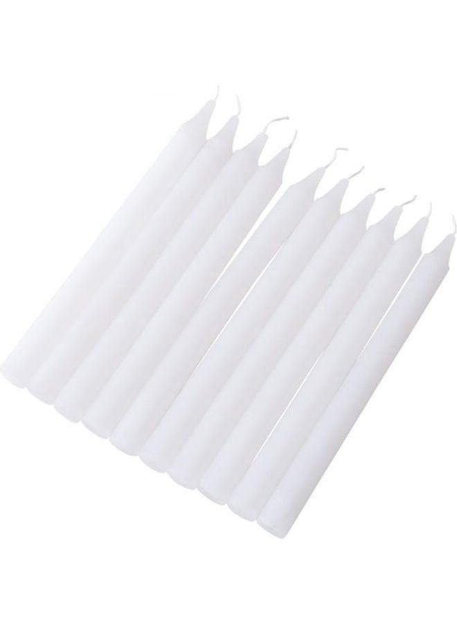 10-Piece Unscented Straight Taper Candle White