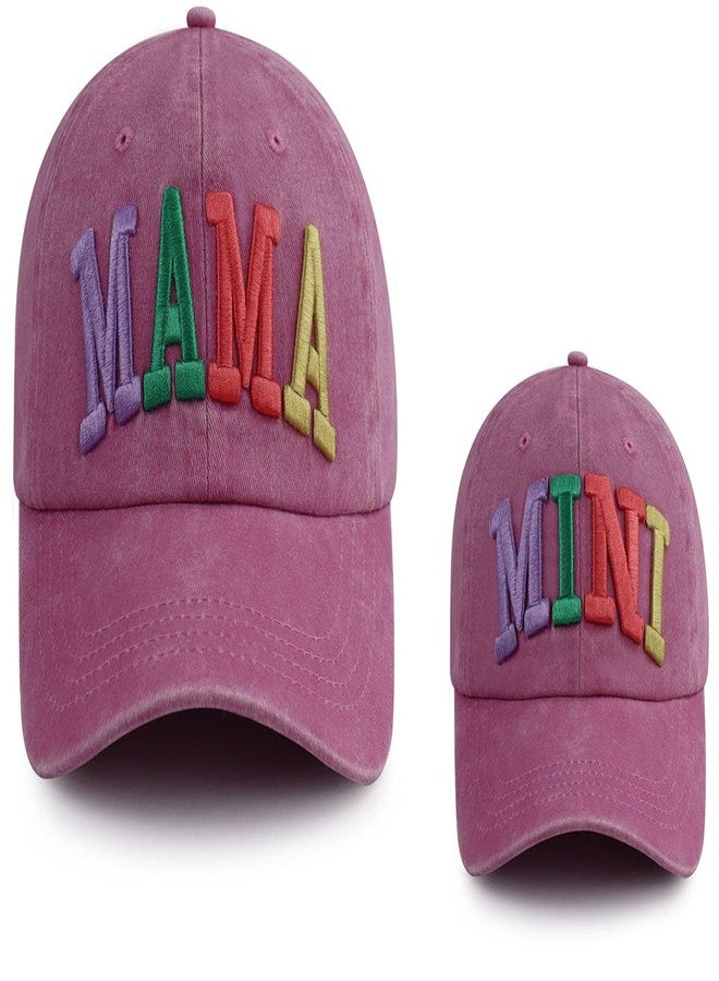 Kahhrepa Mama and Mini Hats for Women, Mommy and Me Matching Outfits, Mom Daughter Girls Baseball Cap, Christmas Mother's Day Party Decorations Birthday Gifts Pink - Image 1