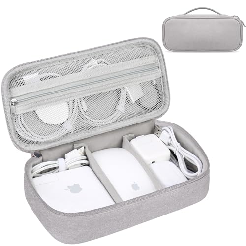 Lacdo Electronic Organizer Travel Cable Organizer Bag Pouch Tech Electronic Accessories Carry Case Portable Double Layers Charger Case for Cable, Cords, Charger, Earphone, Power Bank, Gray - Image 1