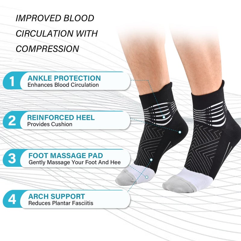 IRAMY Compression Ankle Support Running Socks Women Coolmax Wicking 3 Pairs Quarter Athletic Cushioned Plantar Fasciitis Socks - Image 4