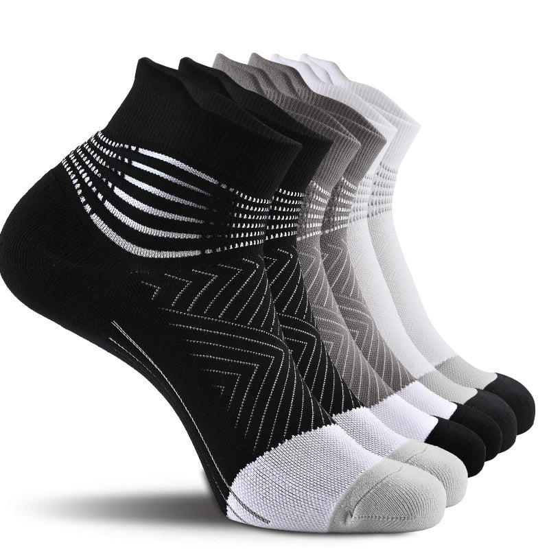 IRAMY Compression Ankle Support Running Socks Women Coolmax Wicking 3 Pairs Quarter Athletic Cushioned Plantar Fasciitis Socks - Image 1