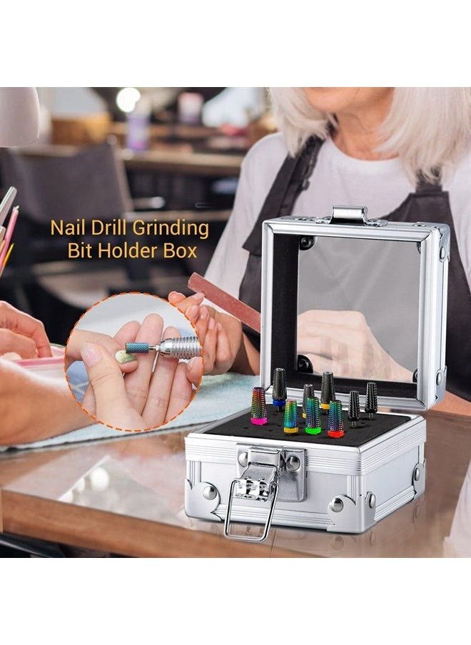 Noverlife Nail Drill Grinding Bit Holder Box, 25 Holes Professional Nail Polish Head Storage Box, Nail Tools Organizers Container, Display Storage Box Rack Manicure Tool for Salon Nail Grinding Head  - Image 1