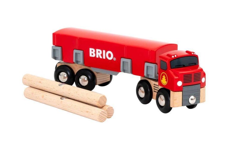BRIO World 33657 Lumber Truck 6Piece Wooden Toy Train Set Ideal for Kids Ages 3 and Up Made with Sustainable Wood Magnetic Crane Compatible - Image 2