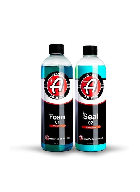 Adam's Foam & Seal Car Wash Combo Kit - 2-Step RTU Car Wash Treatment - Cleanse & Seal High Gloss Finish - Car Wash Soap System Attaches Directly To Your Foam Cannon & Gun.